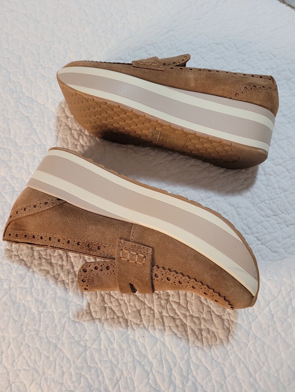 Dolce Vita JANINE Platform Loafer Sneaker Tan Suede Leather Sz 7 Like New - Picture 3 of 7